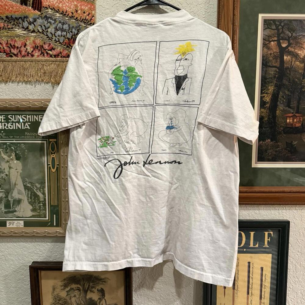 Vintage 1991 Hard Rock Cafe Trippy Psychedelic Art Shirt John Lennon Size XL